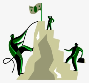 Vector Illustration Of Business Associates Climb Mountain - Climbing Mountain Clip Art, HD Png Download, Transparent PNG