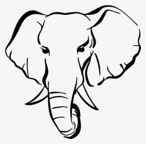 Elephant Drawing Silhouette Henna Clip Art - Black And White Elephant Head Clip Art, HD Png Download, Transparent PNG