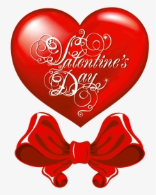 Valentines Day Heart And Red Bow Png Clipart Picture - Valentines Day Images .png, Transparent Png, Transparent PNG