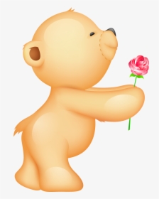 Cute Valentine Teddy With Rose Png Clipart Picture - Teddy Bear Holding A Rose, Transparent Png, Transparent PNG
