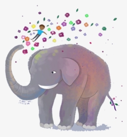 Clip Art Cute Elephant Illustration - Elephant Painting Cartoon Watercolor, HD Png Download, Transparent PNG