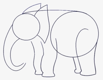 Line Drawing Of Elephant - Drawing, HD Png Download, Transparent PNG