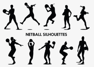 Netball Player Silhouettes Vector - Netball Silhouettes, HD Png Download, Transparent PNG