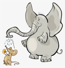 Transparent Elephant Drawing Png - Mouse And Elephant Cartoon, Png Download, Transparent PNG