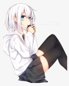 Transparent Kawaii Anime Png - Cute Anime Girl With White Short Hair, Png Download, Transparent PNG