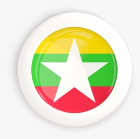 White Framed Round Button - Myanmar Flag Square Png, Transparent Png, Transparent PNG