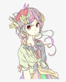 Anime Kawaii Anime Girl Mytrans Transparent Anime Anime - Cute Anime Girl With Rainbow Hair, HD Png Download, Transparent PNG