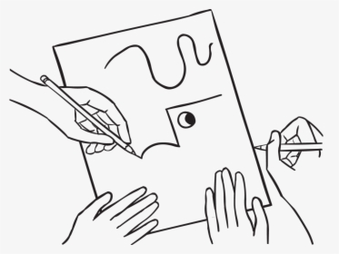 Collaborative Drawing Image Showing Two People Working - Hand, HD Png Download, Transparent PNG