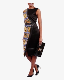African Print Cocktail Dresses - Black Dress With African Print, HD Png Download, Transparent PNG