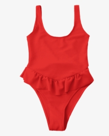 Ruffle High Cut One Piece Swimsuit Jacinth Onepieces - Maillot, HD Png Download, Transparent PNG