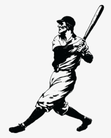 Baseball Batter Clip Arts - Vintage Baseball Player Clipart, HD Png Download, Transparent PNG