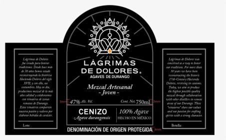 Lágrimas De Dolores Cenizo Mezcal Ancestral Joven - Cenizo Lagrimas De Dolores, HD Png Download, Transparent PNG