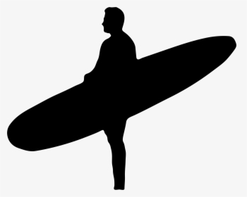 Man Holding Surfboard Silhouette Clip Arts - Surfer Silhouette Png, Transparent Png, Transparent PNG