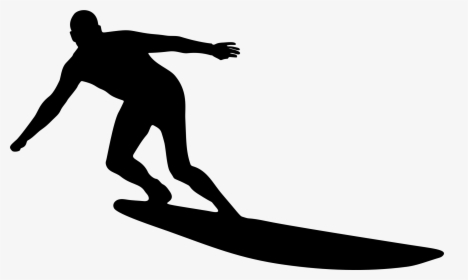 Man Surfing Silhouette Clip Arts - Black And White Surf Clip Art, HD Png Download, Transparent PNG