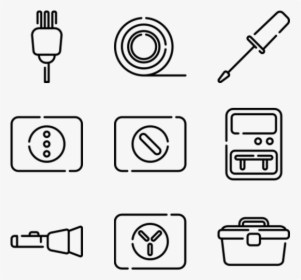 Electrician Tools And Elements - Line Art, HD Png Download, Transparent PNG