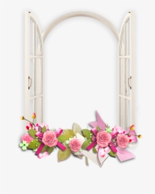 Window With Pink Flowers - Flower Transparent Photo Frame, HD Png Download, Transparent PNG