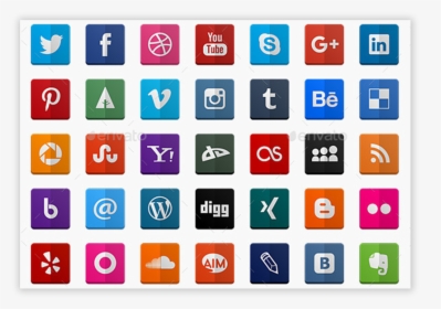 Flat Icons Set - Social Media Email Web Icons Square, HD Png Download, Transparent PNG