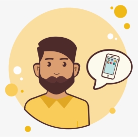 Man With Beard Smartphone Icon - Clipart Man With Beard, HD Png Download, Transparent PNG