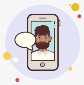 Man With Beard Messaging Icon - Man Picture In The Phone Clipart, HD Png Download, Transparent PNG