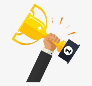 Golden Competition Prize Award Cup Free Download Png - Hand With Trophy Icon, Transparent Png, Transparent PNG