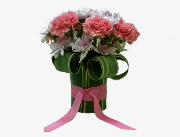 Arreglo Floral Con Hojas De Formio - Entro De Mesa Con Claveles, HD Png Download, Transparent PNG