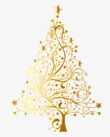 Starry Christmas Tree Gold No Background - Christmas Tree Vector Gold, HD Png Download, Transparent PNG