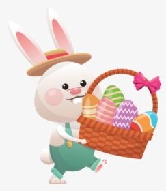 Clip Art Coelho Da Pascoa Com Ovo Png - Bunny With Eggs In Basket Png, Transparent Png, Transparent PNG