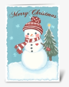 Cozy Christmas Snowman Greeting Card - Cartoon, HD Png Download, Transparent PNG