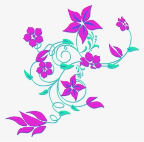 Arabesco De Flores - Purple Flowers Clip Art Border, HD Png Download, Transparent PNG