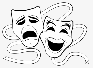 Mask Clipart Musical Theatre - Theatre Masks Black And White, HD Png Download, Transparent PNG