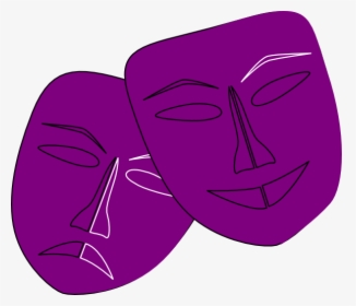 Theatre Clipart Theater Faces - Drama Masks In Purple, HD Png Download, Transparent PNG