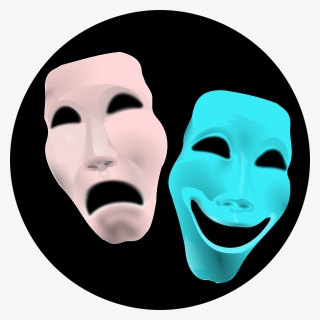 Comedy, Face, Theater, Tragedy, Masks, Red, Blue, Sad - Drama Symbols, HD Png Download, Transparent PNG