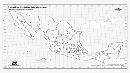 Mapa De La Repblica Mexicana - Republica Mexicana Coordenadas Geograficas, HD Png Download, Transparent PNG