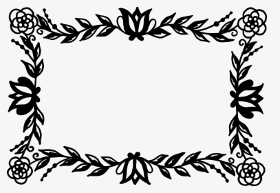 Clip Art Frame Wreath - Rectangular Floral Border Black And White, HD Png Download, Transparent PNG