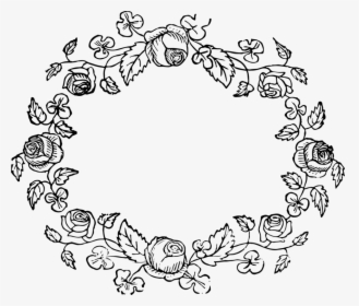 Wreath Floral Design Rose Flower Drawing - Rose Wreath Clipart Black And White, HD Png Download, Transparent PNG