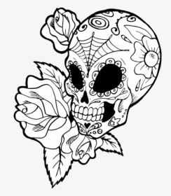 Roses Drawings With Sugar Skulls Download - Sugar Skull To Draw, HD Png Download, Transparent PNG