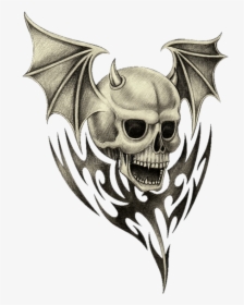 #tattoo #skull #design #wings #evil #cool #idea - Skull Tattoo With Wings, HD Png Download, Transparent PNG
