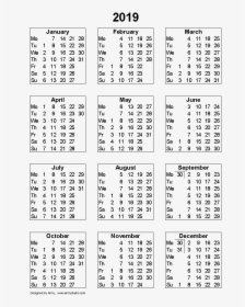 2019 Calendar Png - 2019 Calendar A4 Print, Transparent Png, Transparent PNG