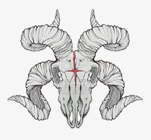 Demon Tattoo Png - Demon Goat Skull Tattoo, Transparent Png, Transparent PNG