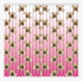 Cute Pugs On Pink Gradient Background Window Curtain - Pug, HD Png Download, Transparent PNG