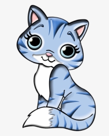 Cat Png Cartoon Blue - Cute Cat Clipart, Transparent Png, Transparent PNG