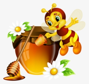 Abeilles Abeja Abelha Png - Bee With Honey Jar Clipart, Transparent Png, Transparent PNG