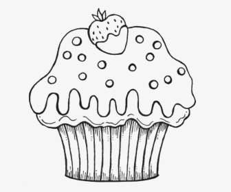 Free Coloring Pages Of Birthday Cupcake Cupcake Coloring - Desenho De Cupcake Para Colorir, HD Png Download, Transparent PNG