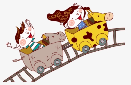 Clip Art Roller Coaster Cartoon - Roller Coaster Cartoon, HD Png Download, Transparent PNG