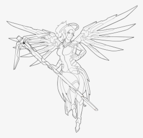 Overwatch Mercy Black And White, HD Png Download, Transparent PNG