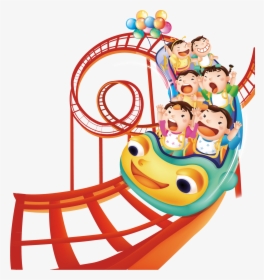 Clip Art Amusement Park Children Play - Roller Coaster Cartoon Png, Transparent Png, Transparent PNG