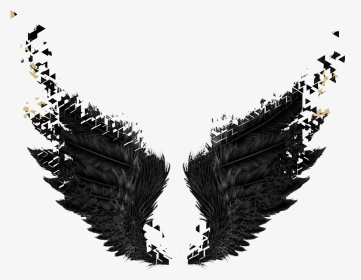 #wings #black #gold #dark #angel #fairytail - Black Angel Wing Transparent, HD Png Download, Transparent PNG