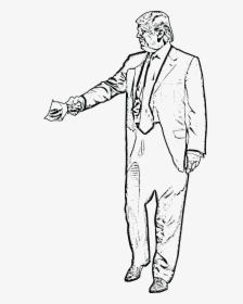 Free Clipart Of Donald Trump Shaking Hands - Black And White Outline Of Donald Trump, HD Png Download, Transparent PNG