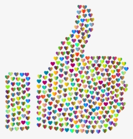 Prismatic Hearts Thumbs Up Silhouette 4 No Background - Thumbs Up Transparent Background, HD Png Download, Transparent PNG