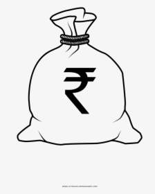 Money Bag Coloring Page - Indian Rupee Symbol, HD Png Download, Transparent PNG